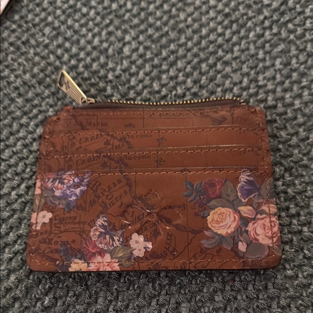 Patricia Nash Brown Leather Floral Card Holder - Picture 2 of 8